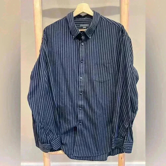 Van Heusen Shirt Mens XL 17-17.5 No Iron Pocket Button Down Striped Long Sleeve - Picture 1 of 7